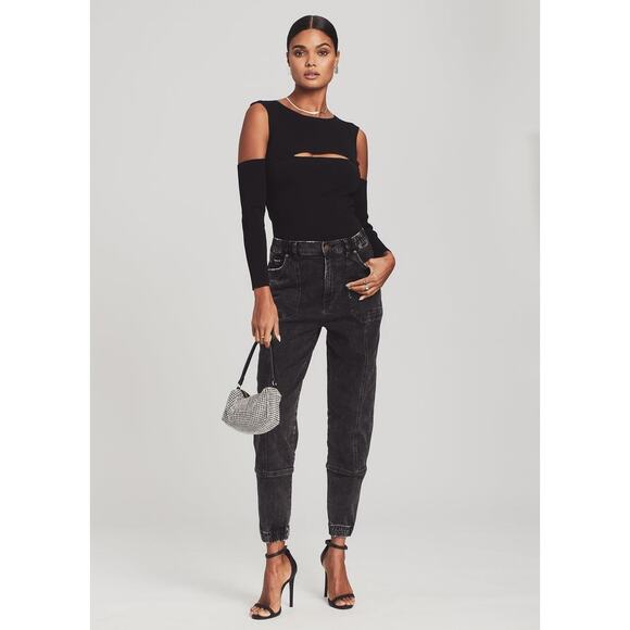 NWT Retrofete Carter High Rise Jogger Style Jeans Color Onyx Black Size 29 - Picture 1 of 5